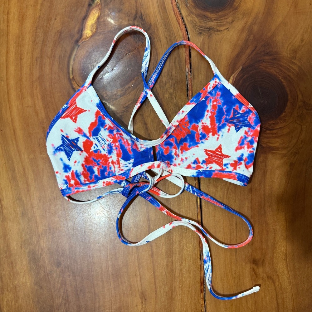 NEW Jolyn Bikini Top XL Mallyce Red White Blue Bathing Suit 4th of July